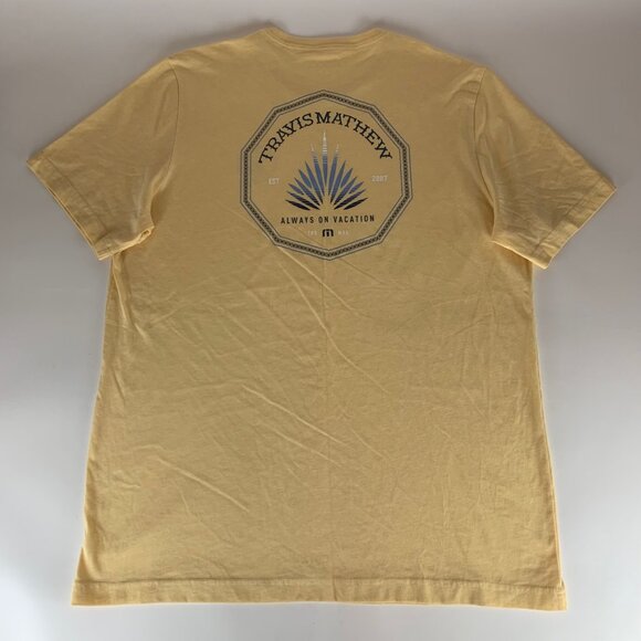 Travis Mathew Golf Yellow Always On Vacation Short Sleeve Crewneck Shirt Mens XL - Picture 1 of 5